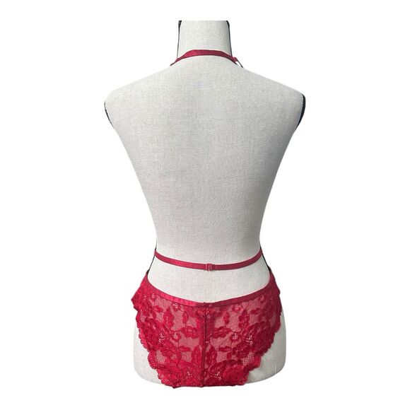 Adore Me Red Lace Ruffle Teddy Bodysuit Lingerie XL - Picture 3 of 6